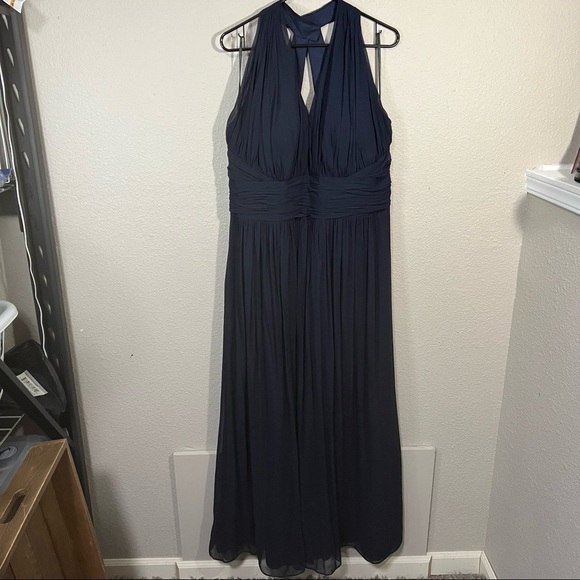 Vivian Diamond Dessy Collection Bridesmaid Dress Style 2908 Midnight E-31 Sz 20 - Picture 2 of 10